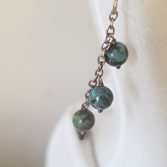 Sterling Silver 925 Turquoise Necklace + Earrings - Picture 6 of 9